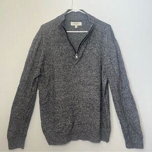 Cashmere Cotton Blend Hawker Rye Heather Charcoal Gray 1/4 Zip Pullover Large